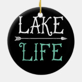 レイクライフ魚釣りボート帆走おもしろい屋外 セラミックオーナメント (裏面)