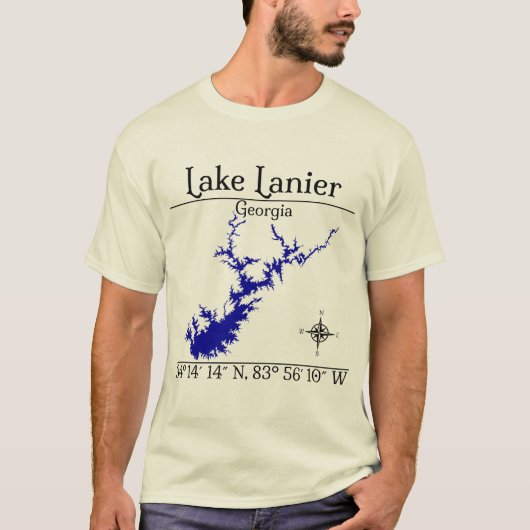レイクラニア・ジョージア州座標コンパス Tシャツ (正面)