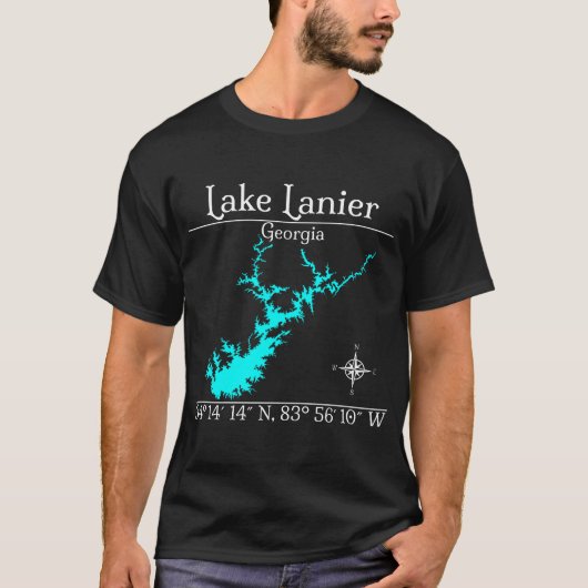 レイクラニア・ジョージア州 コンパス座標 Tシャツ (正面)