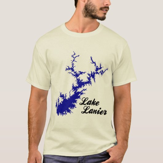 レイクラニア・ジョージア州 筆記体地図 Tシャツ (正面)