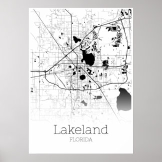 レイクランドの地図 – フロリダ州 – 市内地図ポスター ポスター