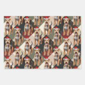 レイクランドテリアクリスマスドッグレッドとグリーンプレイド ラッピングペーパーシート (正面2)