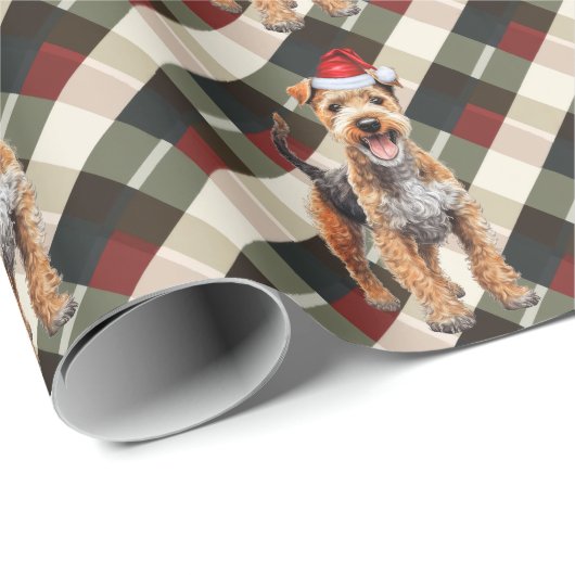 レイクランドテリアドッグアンドホリデープレイドクリスマス ラッピングペーパー (ロールコーナー)