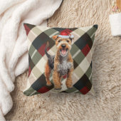 レイクランドテリアドッグプレイドクリスマスホリデー クッション (ブランケット)