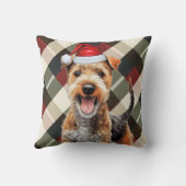 レイクランドテリアドッグプレイドクリスマスホリデー クッション (裏面)