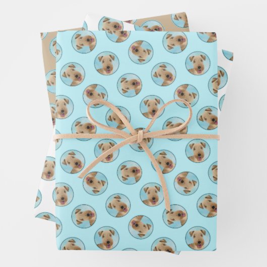 レイクランドテリア絵を描ーのかわいいオリジナルドッグアート ラッピングペーパーシート (インサイチュ)