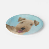 レイクランドテリア絵画ズ – かわいいオリジナルドッグアート ペーパープレート (アングル)