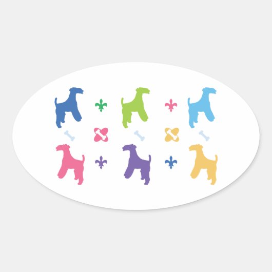 レイクランドテリア 楕円形シール (正面)