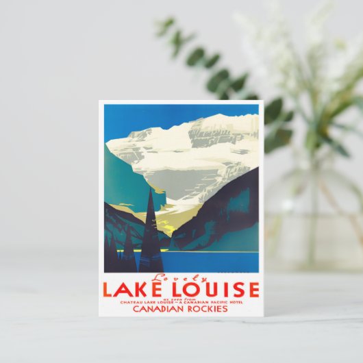 レイクルイズ湖カナダのヴィンテージ旅行はがき ポストカード (スタンド正面)