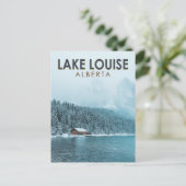 レイクルイセアルバータカナダトラベルアートヴィンテージ ポストカード (スタンド正面)
