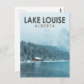 レイクルイセアルバータカナダトラベルアートヴィンテージ ポストカード (正面/裏面)