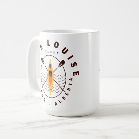 レイクルイセカナダアルベルタカヤックレトロ土産 コーヒーマグカップ (正面左)
