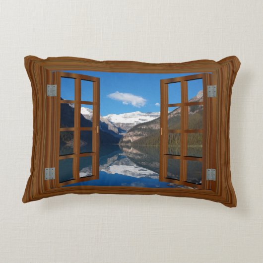 レイクルイーズ山反射レイクウフェイクィンドウ アクセントクッション (裏面)