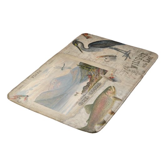 レイクロッジフライフィッシングヴィンテージトラウフィッシュマウンテン バスマット (アングル)