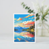 レイクヴァレスイタリアヴィンテージ旅行イラストレーション ポストカード (スタンド正面)