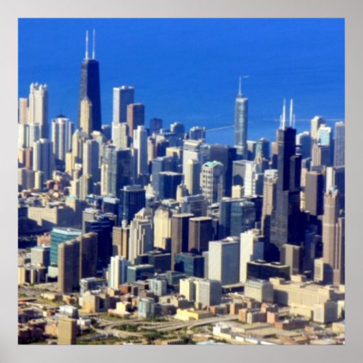 レイク付きシカゴダウンタウンの航空写真 ポスター (正面)