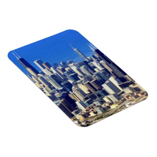 レイク付きシカゴダウンタウンの航空写真 マグネット (右側)