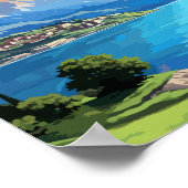 レイク伊勢尾イタリア旅行アートヴィンテージイラストレーション ポスター (角)