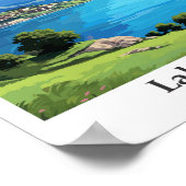 レイク伊勢尾イタリア旅行ヴィンテージイラストレーション ポスター (角)