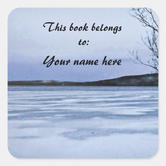 レイク凍ってい蔵書票 スクエアシール (正面)