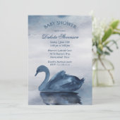 レイク反射 | Dusty Blue Swan Baby Shower 招待状 (スタンド正面)