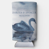 レイク反射 | Dusty Blue Swan Groomsman スリム缶クーラー (裏面)