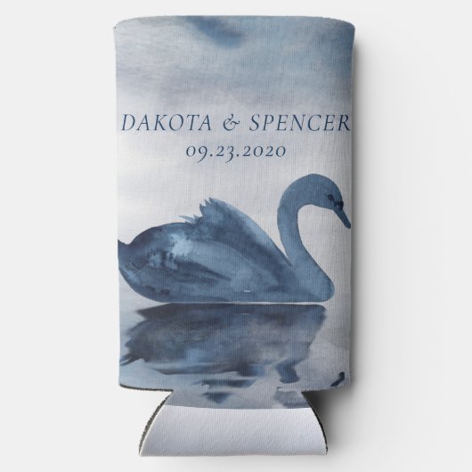 レイク反射 | Dusty Blue Swan Groomsman スリム缶クーラー (裏面)