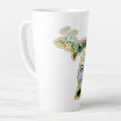 レイク素晴らし州ミシガンヴィンテージの図解入りの、写真付きの地図 カフェラテマグ (左アングル)