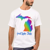 レイク素晴らし州 |レインボーカラフルミシガン Tシャツ (正面)