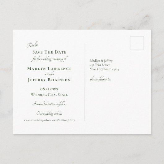 レイク素朴サイドの常緑反射は日付を保存 案内ポストカード (裏面)