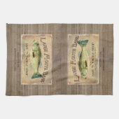 レイク素朴サイドキャビンラージマウスベース魚釣り キッチンタオル (横)