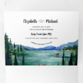 レイク素朴サイドマウンテン |図解入りの、写真付きの結婚s 三つ折り招待状 (内部最初)