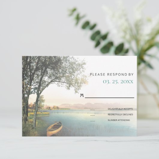 レイク素朴サイドランドスケープ結婚のイベントRSVP 出欠カード (スタンド正面)