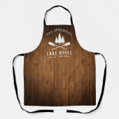 レイク素朴ハウスオアーズツリーズウッドプリント エプロン (正面)