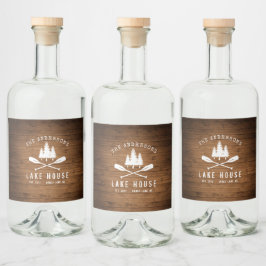 レイク素朴ハウスオアーズツリーズウッドプリント リキュールボトルラベル