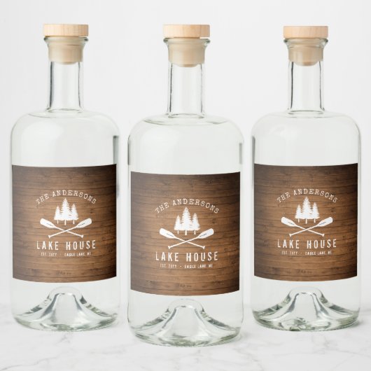 レイク素朴ハウスオアーズツリーズウッドプリント リキュールボトルラベル (ボトル)