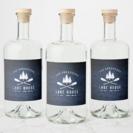 レイク素朴ハウスオーアーズツリーズブルーウッドプリントラベル リキュールボトルラベル