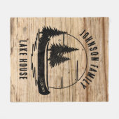 レイク素朴ハウスカスタムファミリーネーム フリースブランケット (正面(横))