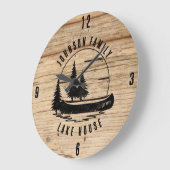 レイク素朴ハウスカスタムファミリーネーム ラージ壁時計 (傾斜)