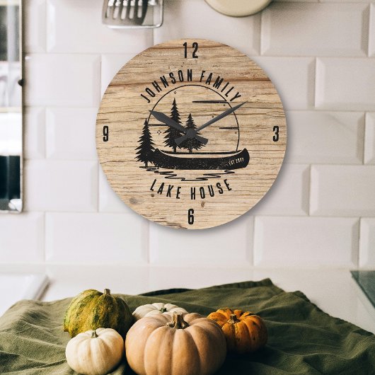 レイク素朴ハウスカスタムファミリーネーム ラージ壁時計