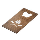 レイク素朴ハウスボートオアーズツリーズウッドプリント クレジットカード栓抜き (裏面アングル)