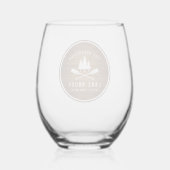 レイク素朴ハウスボートオアーズツリーズウッドプリント ステムなしワイングラス (裏面)