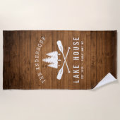 レイク素朴ハウスボートオアーズツリーズウッドプリント ビーチタオル (正面)