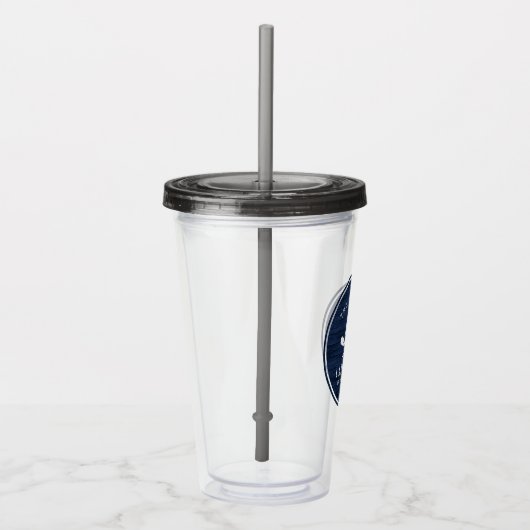 レイク素朴ハウスボートオアーズツリーズブルーウッドプリント アクリルタンブラー (右)