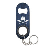 レイク素朴ハウスボートオアーズツリーズブルーウッドプリント キーホルダー栓抜き (裏面)