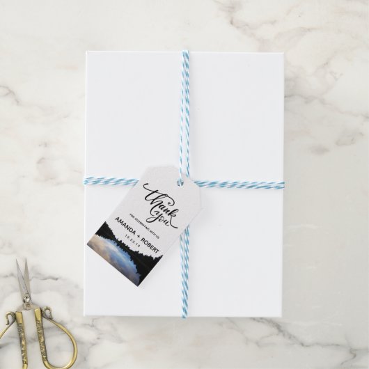 ©レイク素朴リフレクションレイクサイド結婚式の引き出物 ギフトタグ (より糸付き)