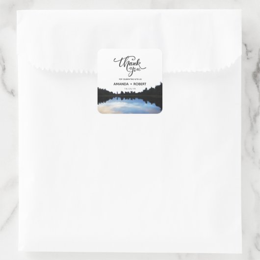 ©レイク素朴リフレクションレイクサイド結婚式の引き出物 スクエアシール (バッグ)