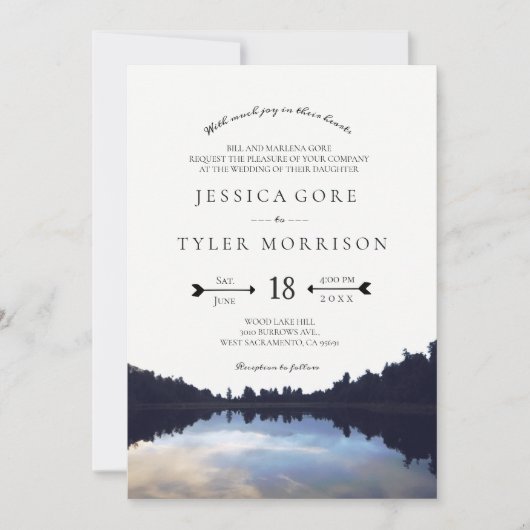 ©レイク素朴リフレクションレイク結婚サイド 招待状 (正面)