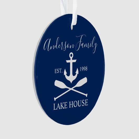 レイク航海のハウスいかりオアーズファミリーネイビーブルー オーナメント (正面)