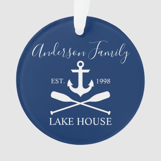 レイク航海のハウスいかりオアーズファミリーネイビーブルー オーナメント (正面)